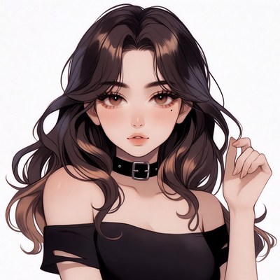 Anime girl with choker necklace