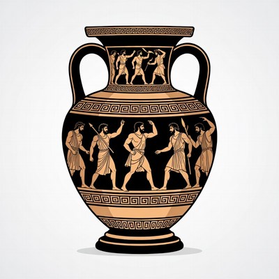 Ancient Greek Vase with Warriors