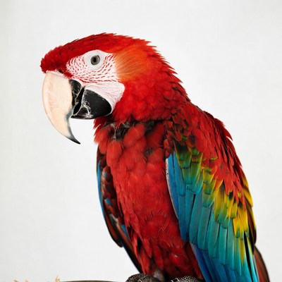 Red Macaw Parrot on White Background