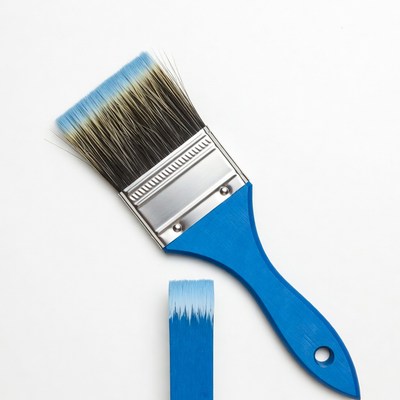 Blue paintbrush with bristles