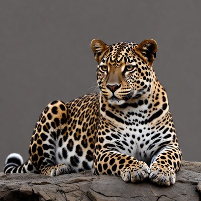 Leopard sitting on rock