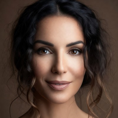 Beautiful woman with curly black hair