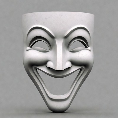 White Laughing Comedy Mask
