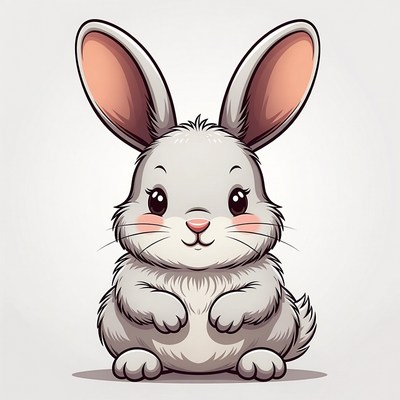Cute gray bunny illustration
