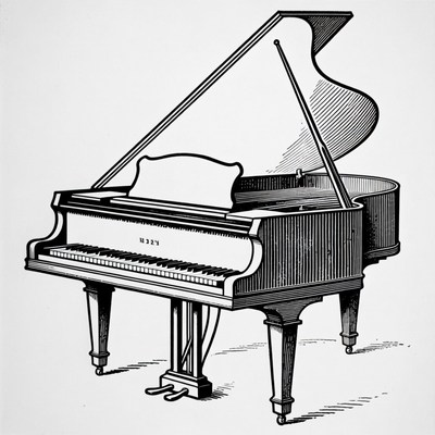 Vintage Grand Piano Illustration
