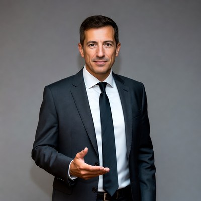 Man extending hand in suit