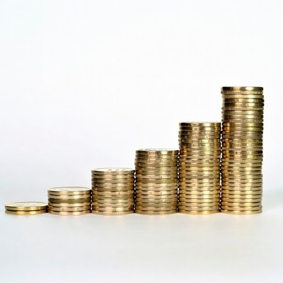 Stacks of gold coins ascending