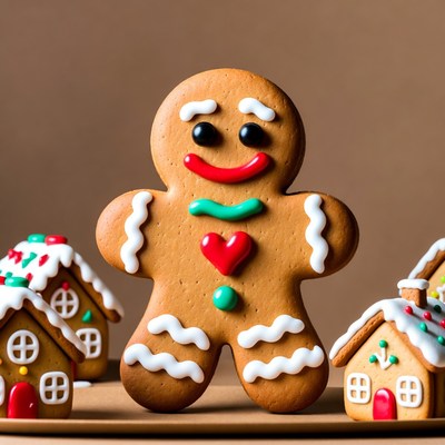 Gingerbread Man with Gingerbread Houses
