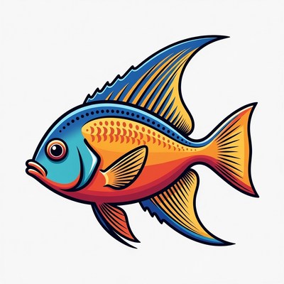 Colorful Tropical Angelfish Illustration