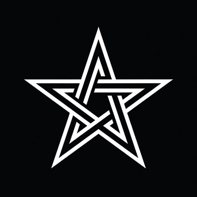 Interlaced White Star on Black