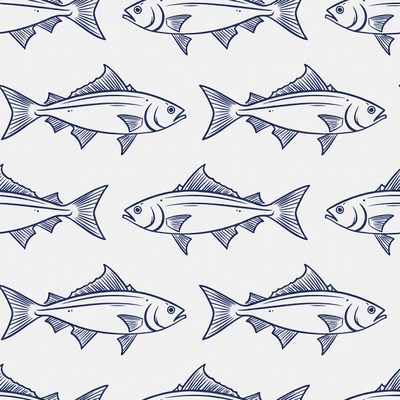Seamless Navy Blue Fish Pattern