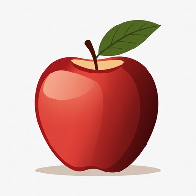 Red apple with green leaf