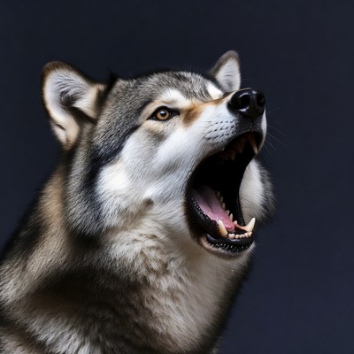 Howling Siberian Husky dog
