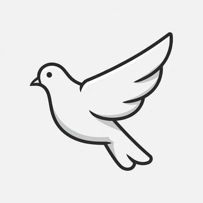 White dove flying illustration
