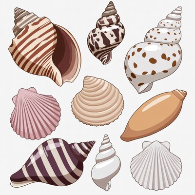 Colorful Seashells Illustration Collection