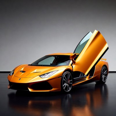 Orange Lamborghini Aventador with Open Doors