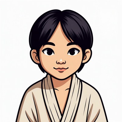 Asian boy in kimono illustration