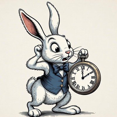 White Rabbit holding pocket watch