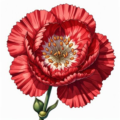Red Carnation Flower Illustration