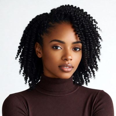 Beautiful African-American woman with curly hair