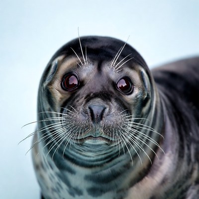 Close-up harbor seal face