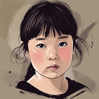 Asian girl with bangs portrait