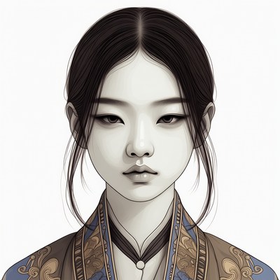 Asian woman in hanbok portrait