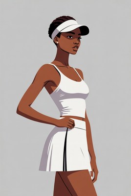 African-American woman in tennis outfit