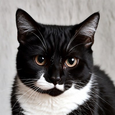 Black cat with white mustache