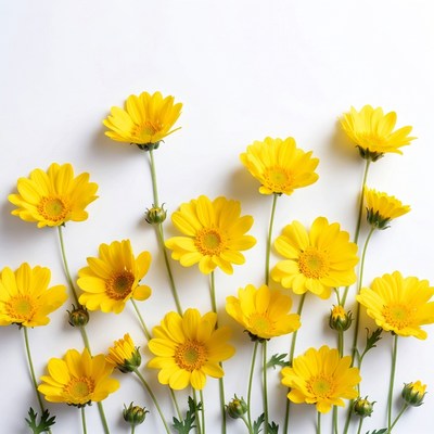 Yellow Daisies on White Background