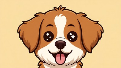 Cute cartoon puppy smiling