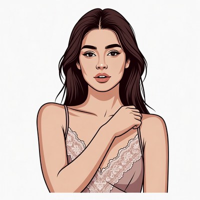 Beautiful woman in lace camisole