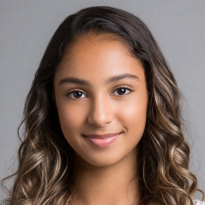 Smiling mixed-race teenage girl