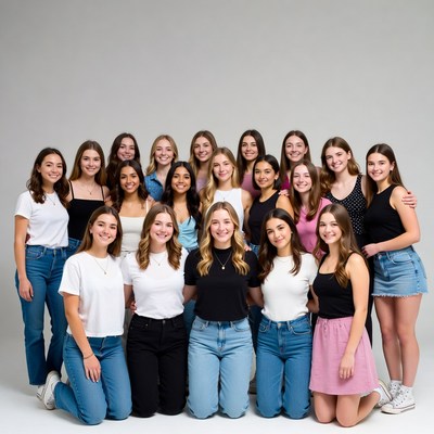Group of young women posing together