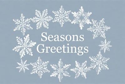 Seasons Greetings with Snowflakes