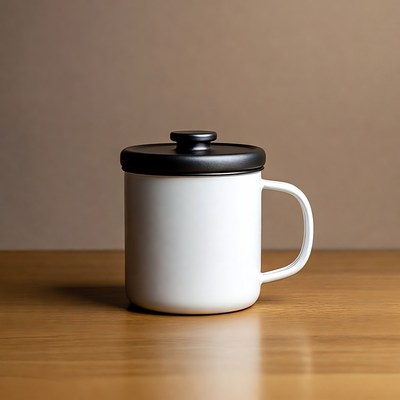 White Mug with Black Lid