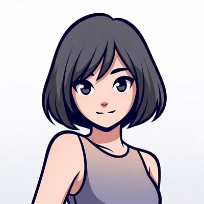 Anime girl with short black hair