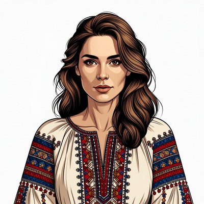 Woman in embroidered traditional blouse