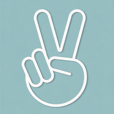 White outline peace hand sign