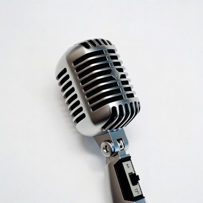 Silver vintage microphone isolated