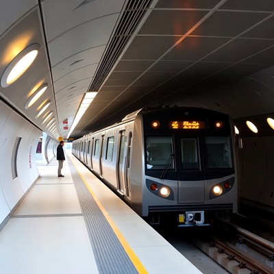 Man waiting beside subway train
