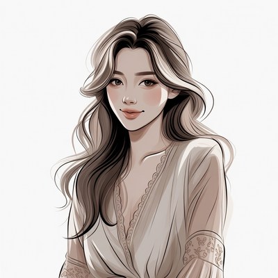 Asian woman in lace blouse