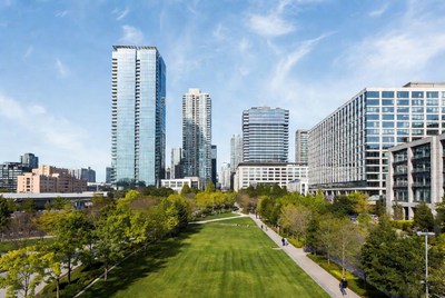 Modern Skyscrapers Overlooking Urban Park