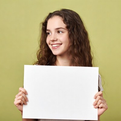 Girl holding blank sign