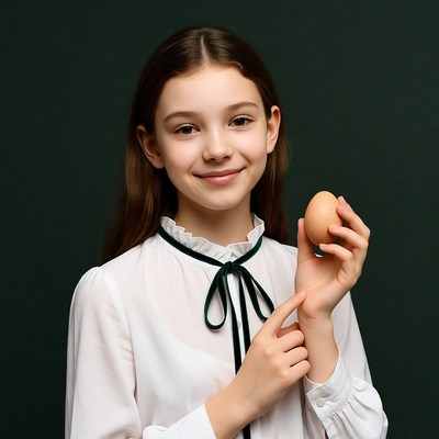 Girl holding egg