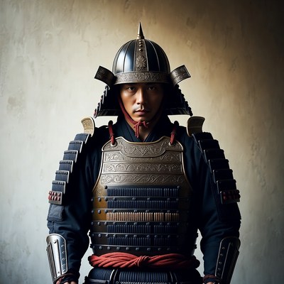 Samurai warrior in traditional armor