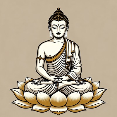 Buddha meditating on lotus flower