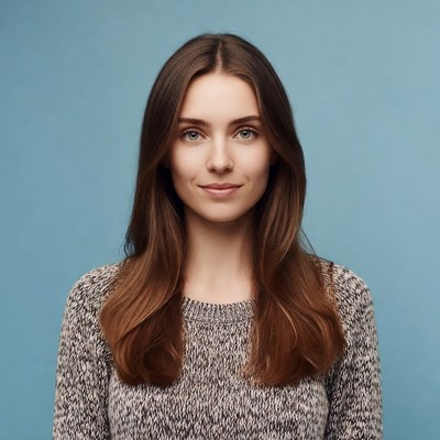 Woman with long brown hair smiling