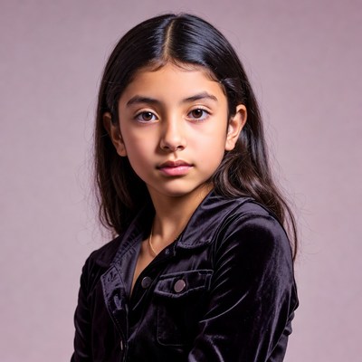 Young girl in black velvet jacket