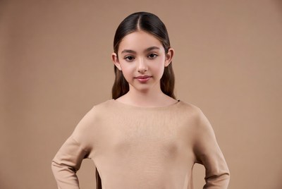 Young Latina girl in beige sweater